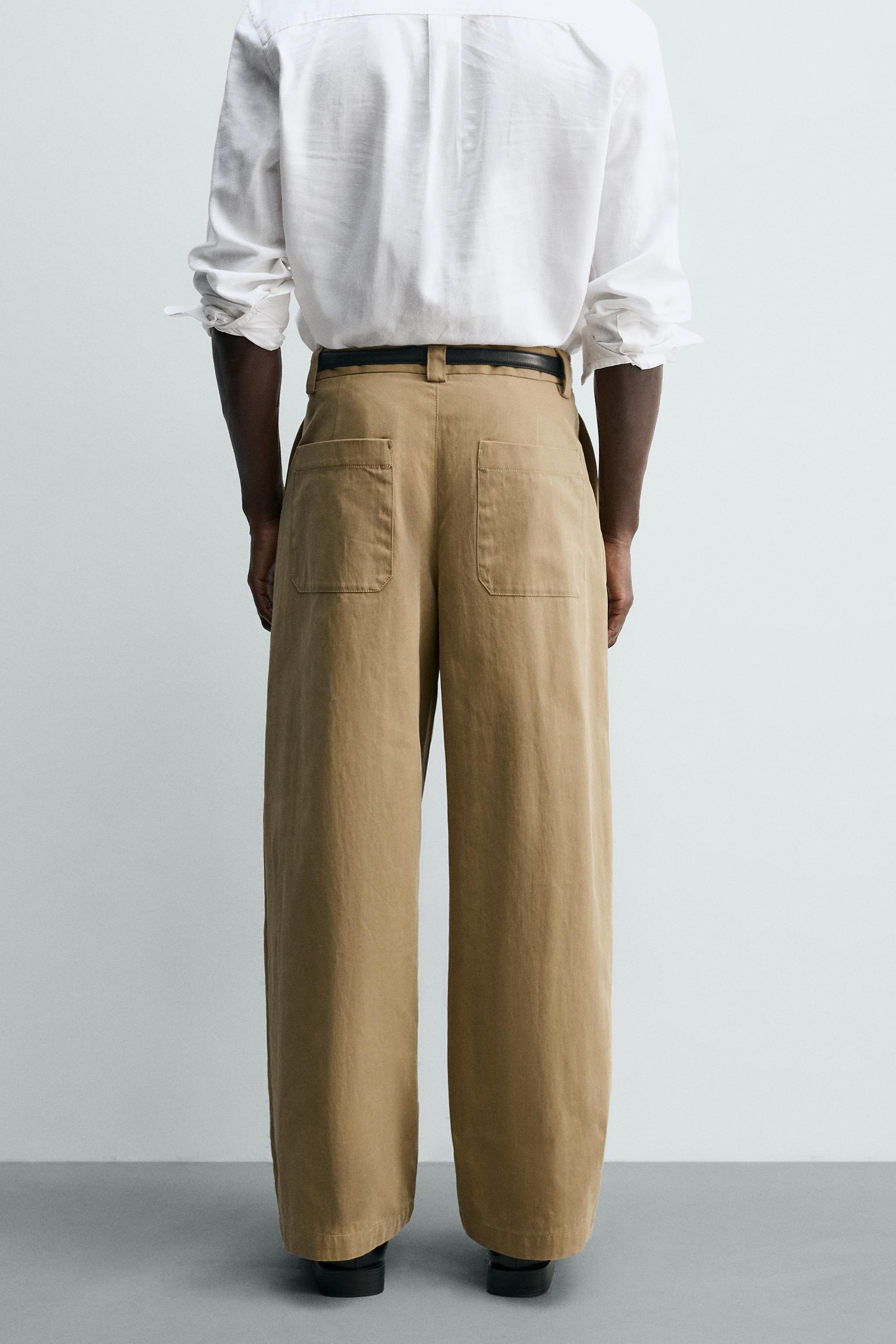 PLEATED BARREL FIT PANTS